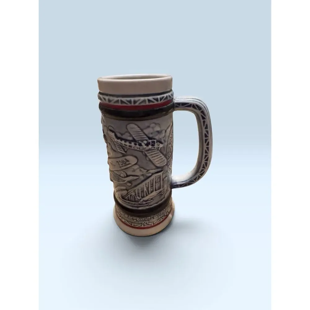 Vintage - Avon Airplane Theme mini Beer Stein Mug handcrafted in Brazil 1982